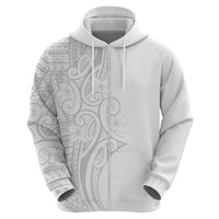 Polynesia White Sunday Zip Hoodie Plumeria Polynesian Tribal Grey Color - Polynesian Pride
