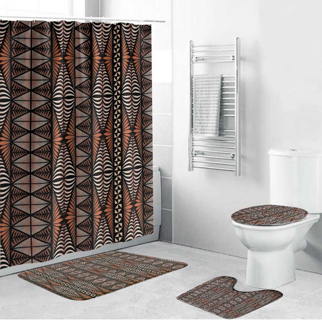 Malo e lelei Tonga Bathroom Set Tongan Ngatu Vintage Brown - Polynesian Pride