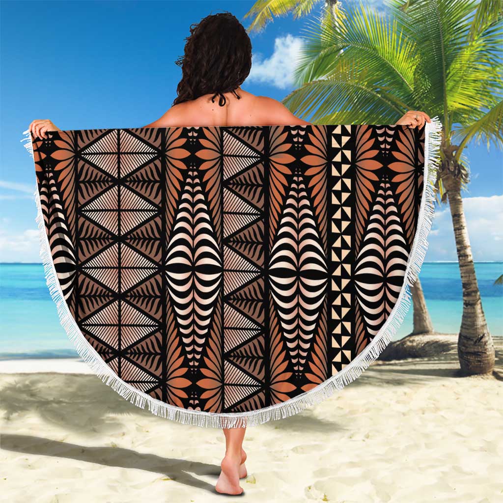 Malo e lelei Tonga Beach Blanket Tongan Ngatu Vintage Brown - Polynesian Pride