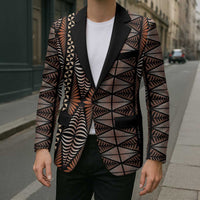 Malo e lelei Tonga Blazer Tongan Ngatu Vintage Brown - Polynesian Pride