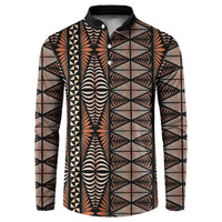 Malo e lelei Tonga Button Sweatshirt Tongan Ngatu Vintage Brown - Polynesian Pride