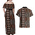 Malo e lelei Tonga Couples Matching Off Shoulder Maxi Dress and Hawaiian Shirt Tongan Ngatu Vintage Brown - Polynesian Pride