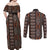 Malo e lelei Tonga Couples Matching Off Shoulder Maxi Dress and Long Sleeve Button Shirt Tongan Ngatu Vintage Brown - Polynesian Pride