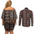 Malo e lelei Tonga Couples Matching Off Shoulder Short Dress and Long Sleeve Button Shirt Tongan Ngatu Vintage Brown - Polynesian Pride