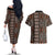 Malo e lelei Tonga Couples Matching Off The Shoulder Long Sleeve Dress and Hawaiian Shirt Tongan Ngatu Vintage Brown - Polynesian Pride