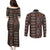 Malo e lelei Tonga Couples Matching Puletasi and Long Sleeve Button Shirt Tongan Ngatu Vintage Brown - Polynesian Pride