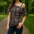 Malo e lelei Tonga Cross Shoulder Shirt Tongan Ngatu Vintage Brown - Polynesian Pride