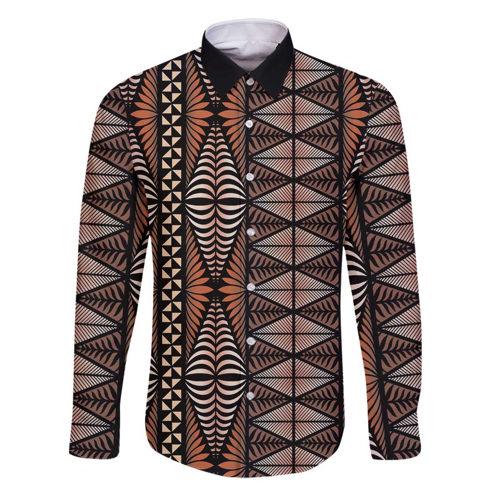 Malo e lelei Tonga Family Matching Off Shoulder Maxi Dress and Hawaiian Shirt Tongan Ngatu Vintage Brown - Polynesian Pride