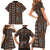 Malo e lelei Tonga Family Matching Short Sleeve Bodycon Dress and Hawaiian Shirt Tongan Ngatu Vintage Brown - Polynesian Pride