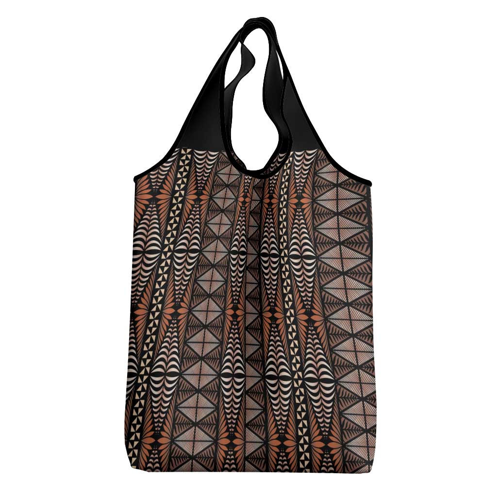 Malo e lelei Tonga Grocery Bag Tongan Ngatu Vintage Brown - Polynesian Pride