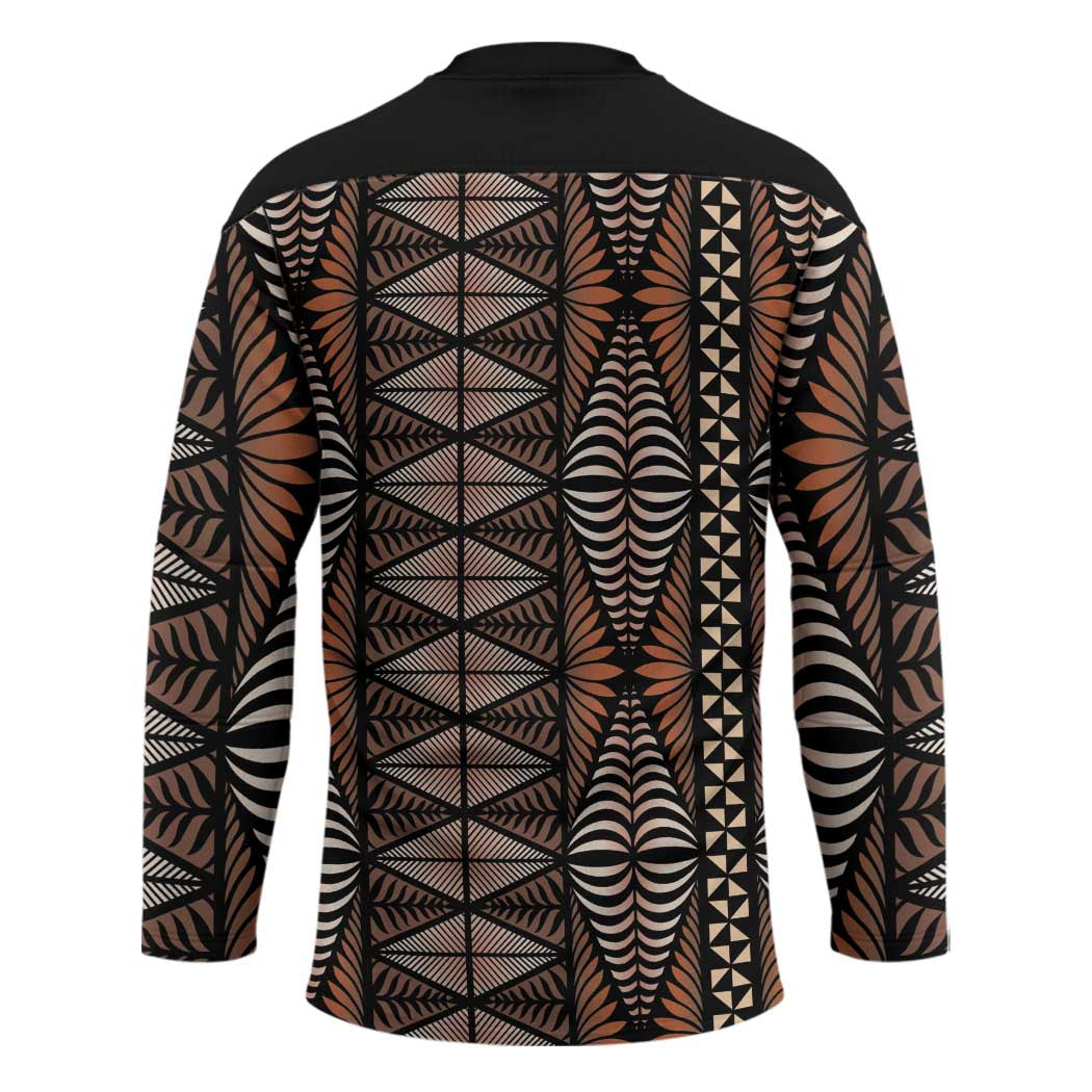 Malo e lelei Tonga Hockey Jersey Tongan Ngatu Vintage Brown - Polynesian Pride