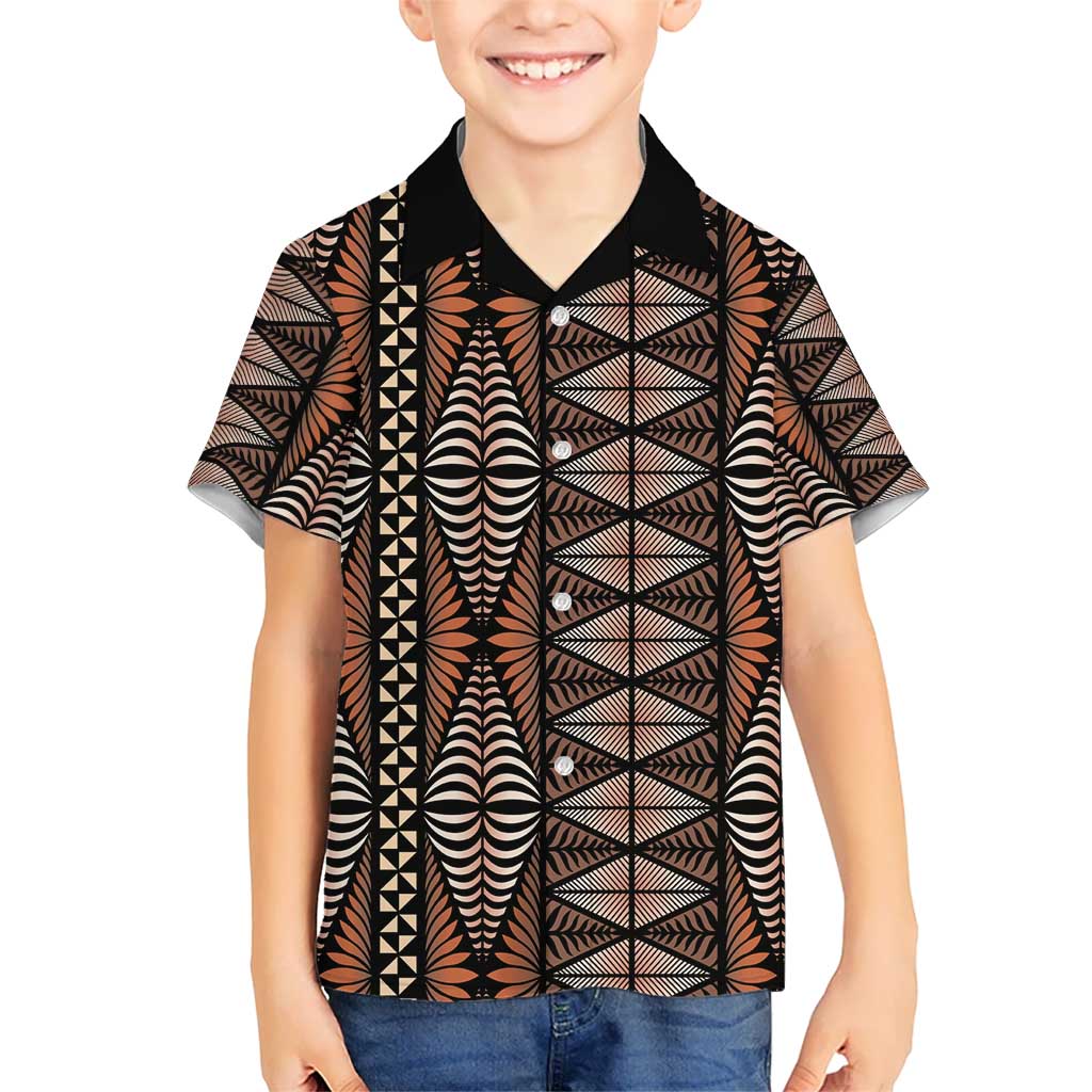 Malo e lelei Tonga Kid Hawaiian Shirt Tongan Ngatu Vintage Brown LT14 Kid Brown - Polynesian Pride