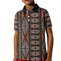 Malo e lelei Tonga Kid Polo Shirt Tongan Ngatu Vintage Brown LT14 Kid Brown - Polynesian Pride