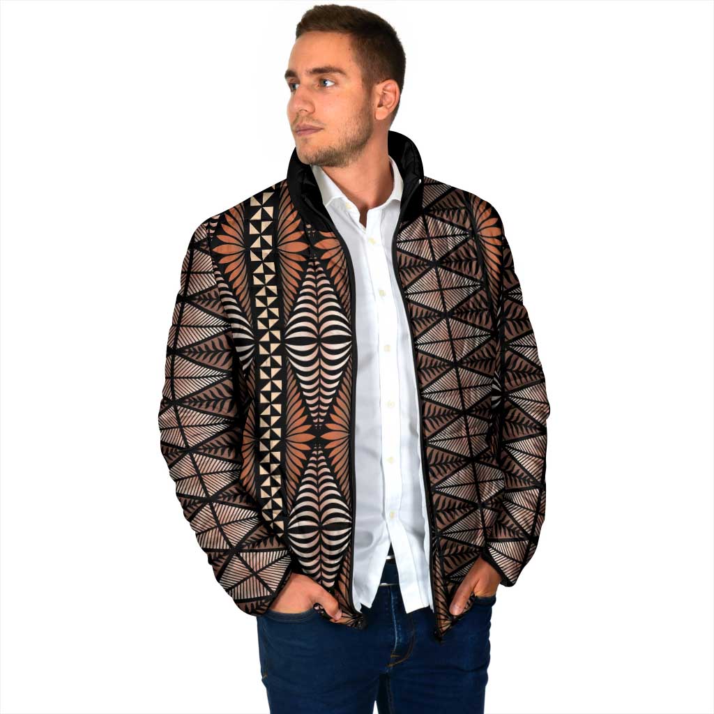 Malo e lelei Tonga Padded Jacket Tongan Ngatu Vintage Brown - Polynesian Pride