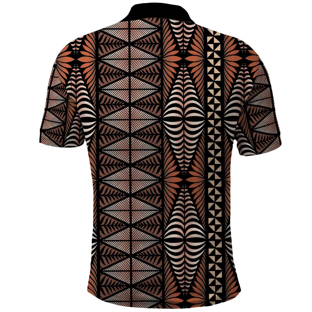 Malo e lelei Tonga Polo Shirt Tongan Ngatu Vintage Brown - Polynesian Pride