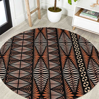 Malo e lelei Tonga Round Carpet Tongan Ngatu Vintage Brown - Polynesian Pride