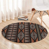Malo e lelei Tonga Round Carpet Tongan Ngatu Vintage Brown - Polynesian Pride