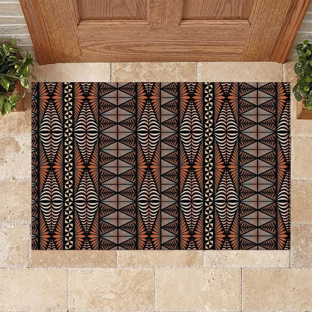 Malo e lelei Tonga Rubber Doormat Tongan Ngatu Vintage Brown - Polynesian Pride