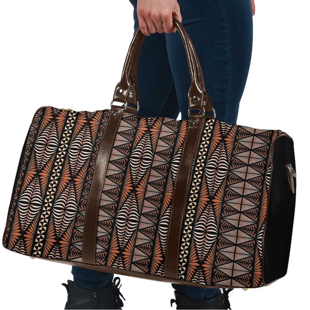 Malo e lelei Tonga Travel Bag Tongan Ngatu Vintage Brown - Polynesian Pride