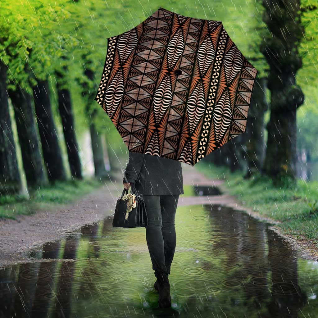 Malo e lelei Tonga Umbrella Tongan Ngatu Vintage Brown - Polynesian Pride