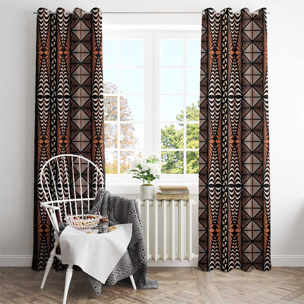 Malo e lelei Tonga Window Curtain Tongan Ngatu Vintage Brown - Polynesian Pride