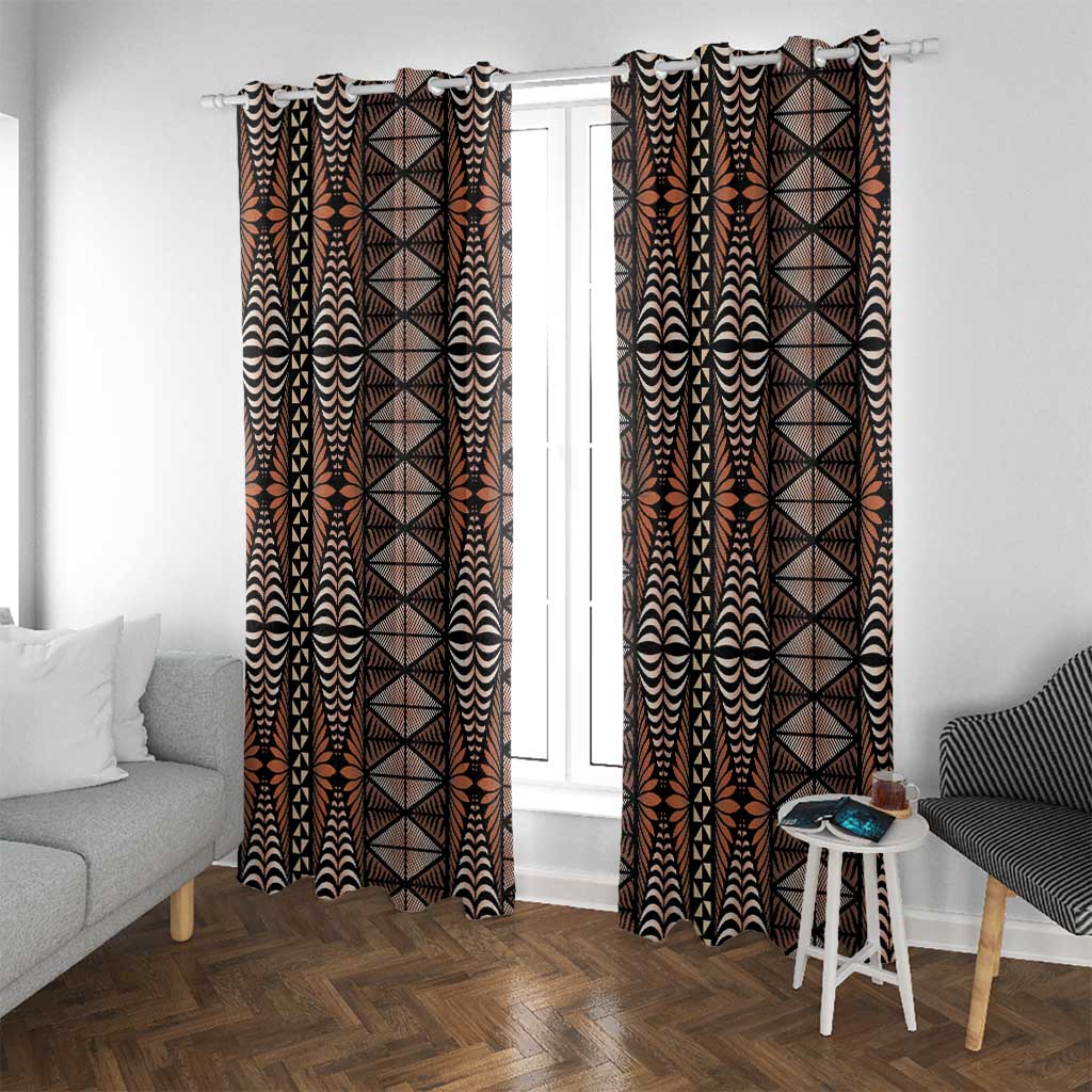 Malo e lelei Tonga Window Curtain Tongan Ngatu Vintage Brown - Polynesian Pride