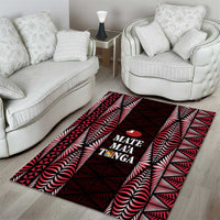 Tonga Rugby Area Rug 2025 Mate Maa Tonga Ngatu Motif - Polynesian Pride