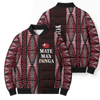 Tonga Rugby Personalised Bomber Puffer Jacket 2025 Mate Maa Tonga Ngatu Motif - Polynesian Pride