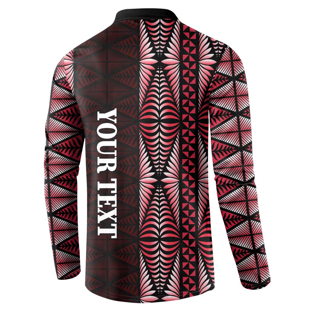 Tonga Rugby Personalised Button Sweatshirt 2025 Mate Maa Tonga Ngatu Motif - Polynesian Pride