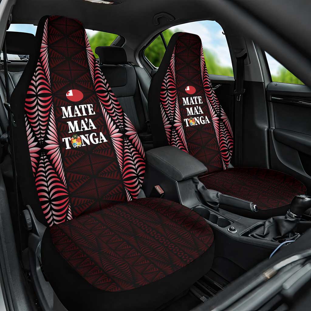 Tonga Rugby Car Seat Cover 2025 Mate Maa Tonga Ngatu Motif - Polynesian Pride
