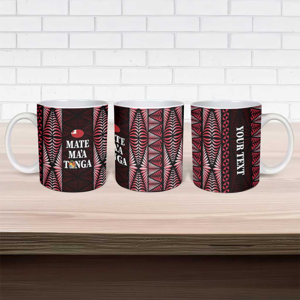 Tonga Rugby Personalised Ceramic Mug 2025 Mate Maa Tonga Ngatu Motif - Polynesian Pride