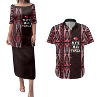 Tonga Rugby Personalised Couples Matching Puletasi and Hawaiian Shirt 2025 Mate Maa Tonga Ngatu Motif - Polynesian Pride