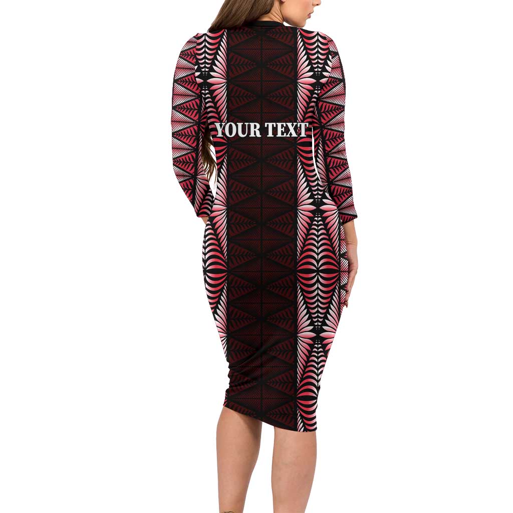 Tonga Rugby Personalised Family Matching Long Sleeve Bodycon Dress and Hawaiian Shirt 2025 Mate Maa Tonga Ngatu Motif - Polynesian Pride