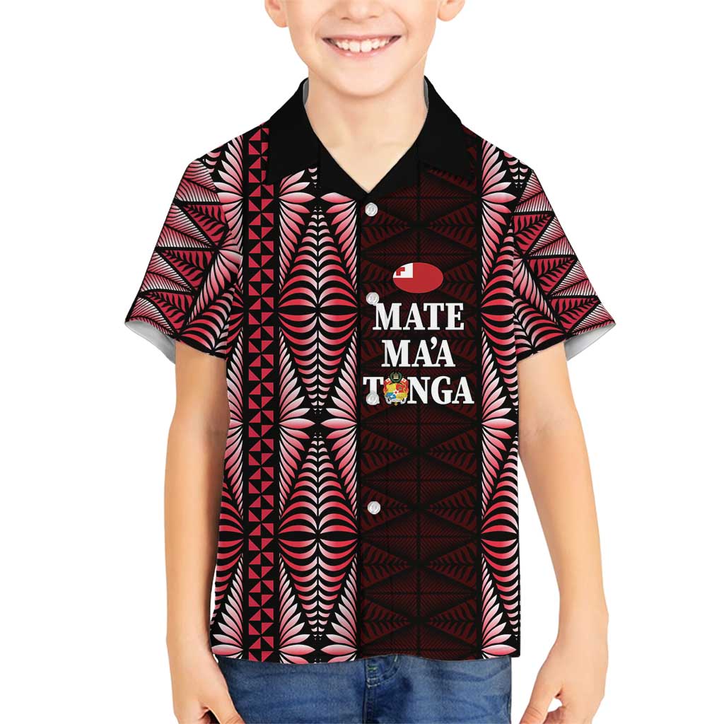 Tonga Rugby Personalised Family Matching Puletasi and Hawaiian Shirt 2025 Mate Maa Tonga Ngatu Motif - Polynesian Pride