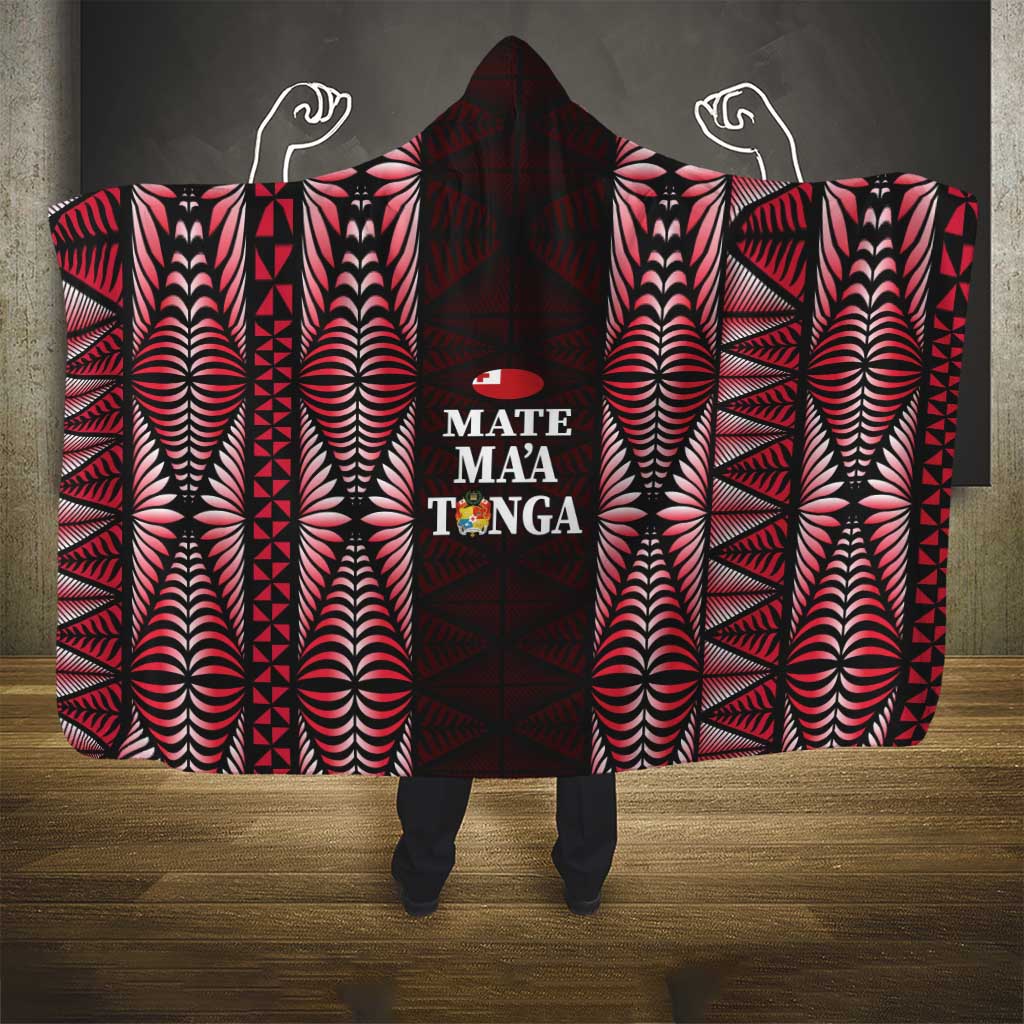 Tonga Rugby Hooded Blanket 2025 Mate Maa Tonga Ngatu Motif - Polynesian Pride