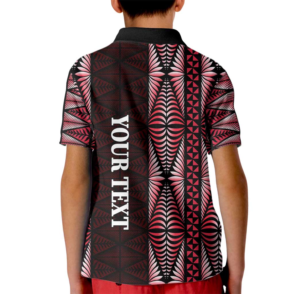 Tonga Rugby Personalised Kid Polo Shirt 2025 Mate Maa Tonga Ngatu Motif LT14 - Polynesian Pride