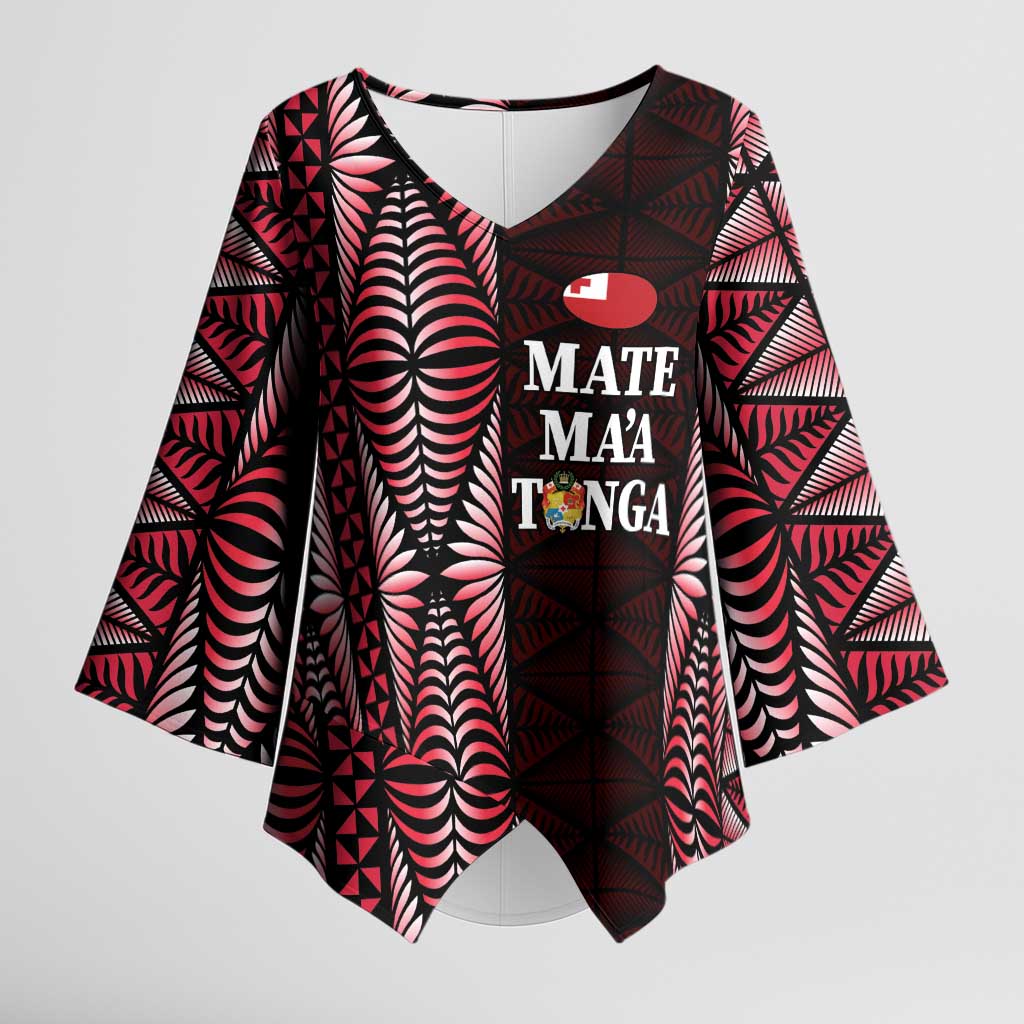 Tonga Rugby Personalised Kimono Sleeve Blouse 2025 Mate Maa Tonga Ngatu Motif - Polynesian Pride