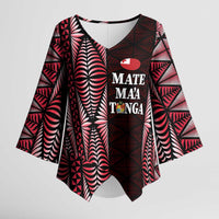 Tonga Rugby Personalised Kimono Sleeve Blouse 2025 Mate Maa Tonga Ngatu Motif - Polynesian Pride