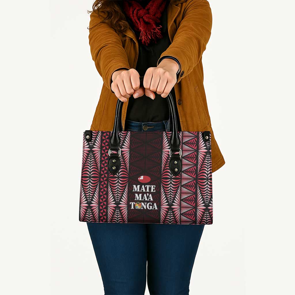 Tonga Rugby Leather Bag 2025 Mate Maa Tonga Ngatu Motif - Polynesian Pride