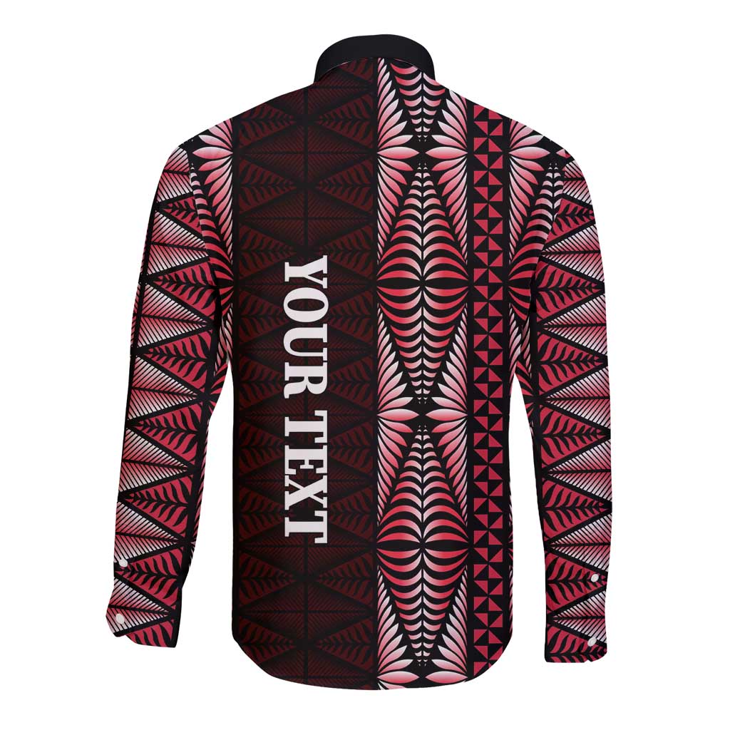 Tonga Rugby Personalised Long Sleeve Button Shirt 2025 Mate Maa Tonga Ngatu Motif - Polynesian Pride