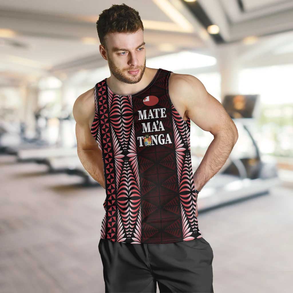 Tonga Rugby Personalised Men Tank Top 2025 Mate Maa Tonga Ngatu Motif - Polynesian Pride
