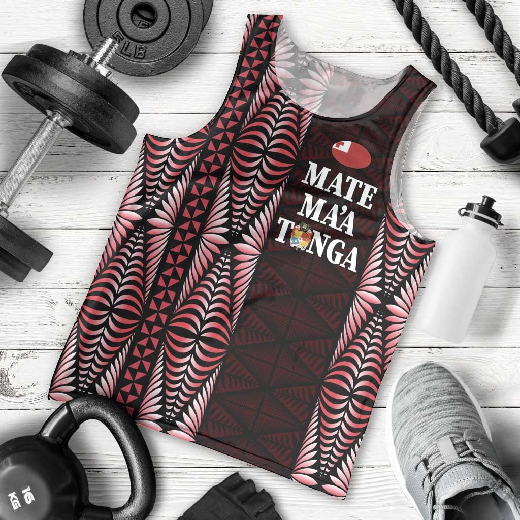 Tonga Rugby Personalised Men Tank Top 2025 Mate Maa Tonga Ngatu Motif - Polynesian Pride
