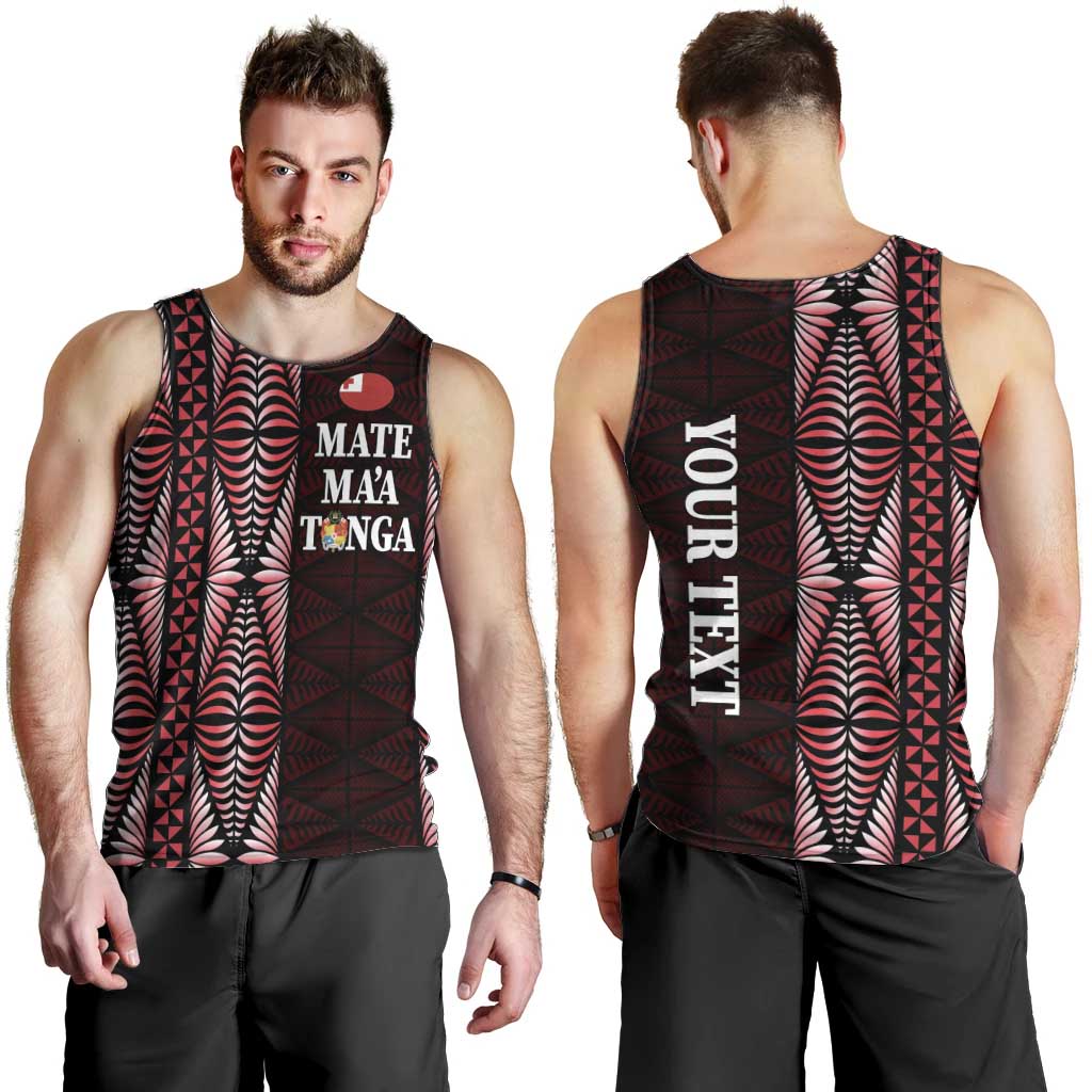 Tonga Rugby Personalised Men Tank Top 2025 Mate Maa Tonga Ngatu Motif - Polynesian Pride