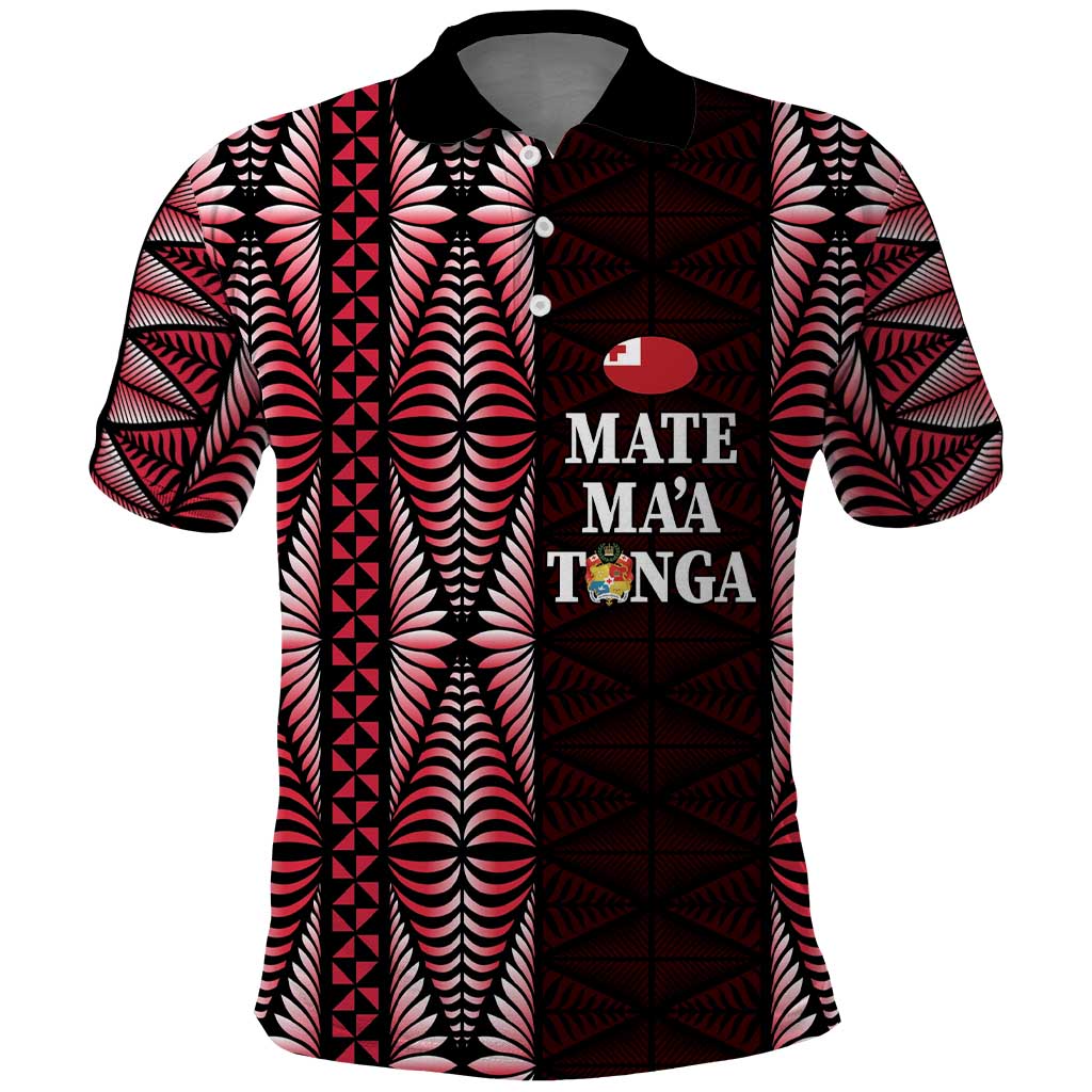 Tonga Rugby Personalised Polo Shirt 2025 Mate Maa Tonga Ngatu Motif - Polynesian Pride