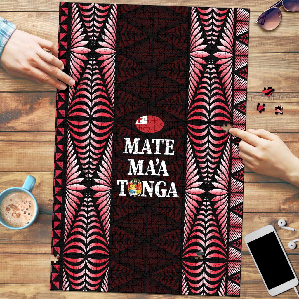 Tonga Rugby Puzzle 2025 Mate Maa Tonga Ngatu Motif - Polynesian Pride