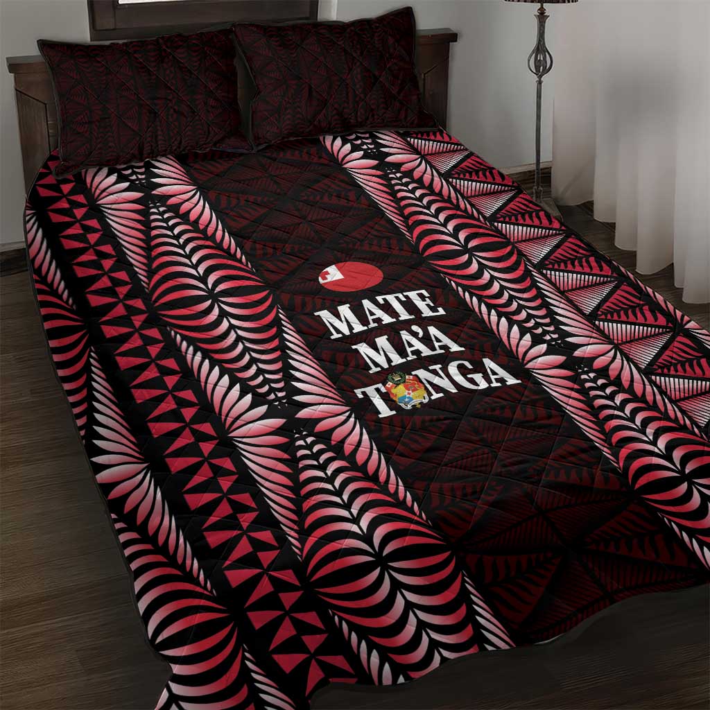 Tonga Rugby Quilt Bed Set 2025 Mate Maa Tonga Ngatu Motif - Polynesian Pride