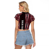 Tonga Rugby Personalised Raglan Cropped T Shirt 2025 Mate Maa Tonga Ngatu Motif - Polynesian Pride