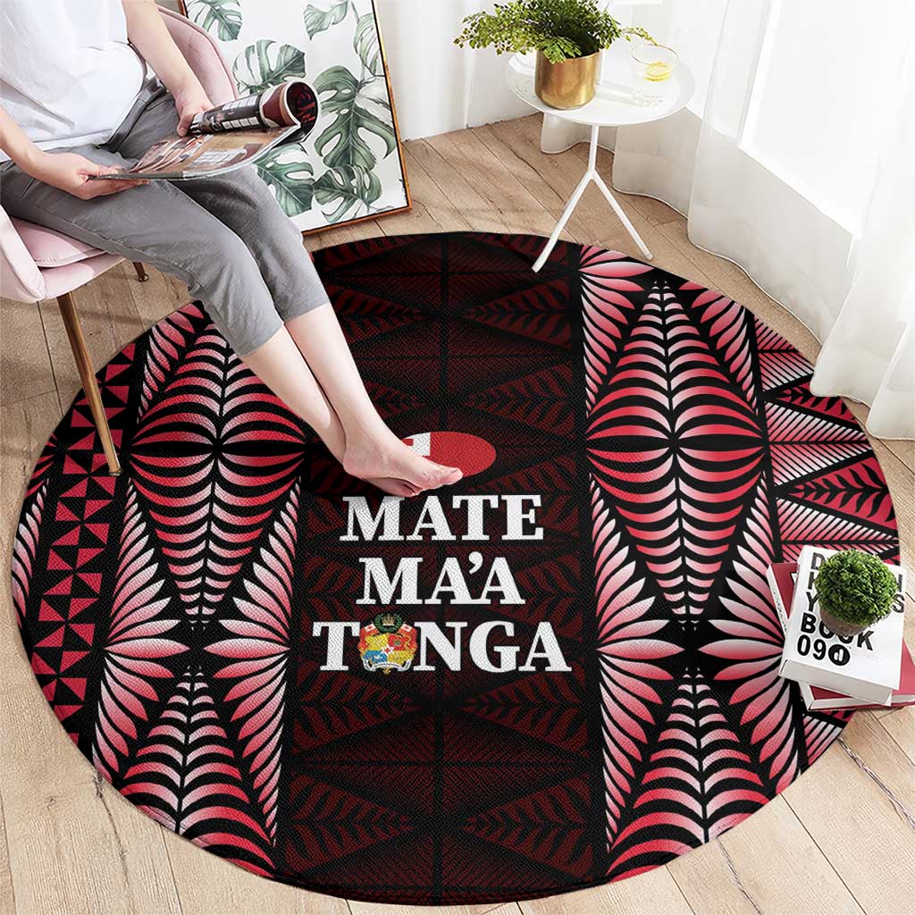 Tonga Rugby Round Carpet 2025 Mate Maa Tonga Ngatu Motif - Polynesian Pride
