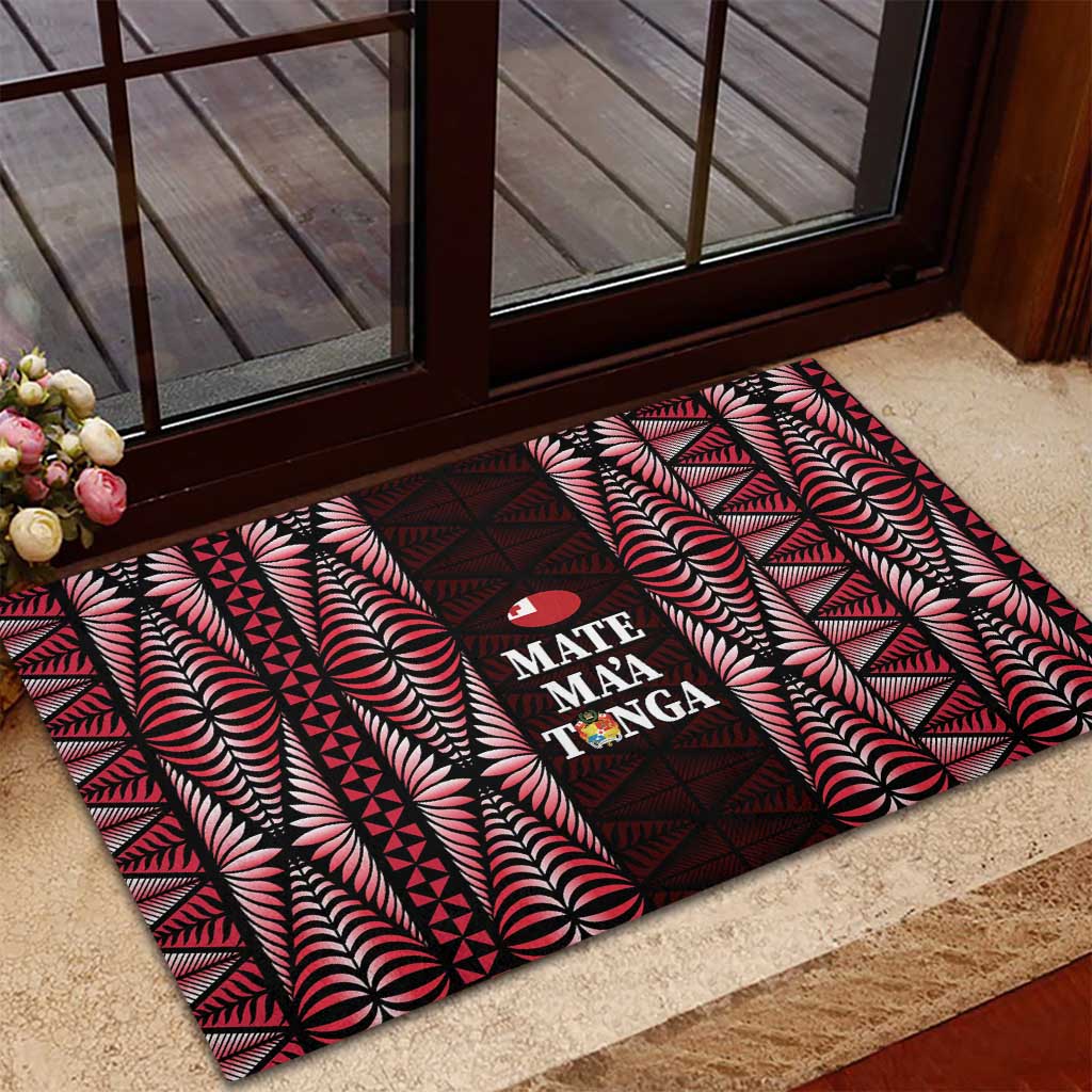 Tonga Rugby Rubber Doormat 2025 Mate Maa Tonga Ngatu Motif - Polynesian Pride