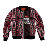 Tonga Rugby Personalised Sleeve Zip Bomber Jacket 2025 Mate Maa Tonga Ngatu Motif - Polynesian Pride